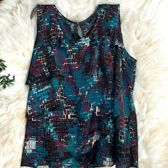 Fashion bug tank top size 2X turquoise, white, purple, black 100% polyester - Picture 7 of 7